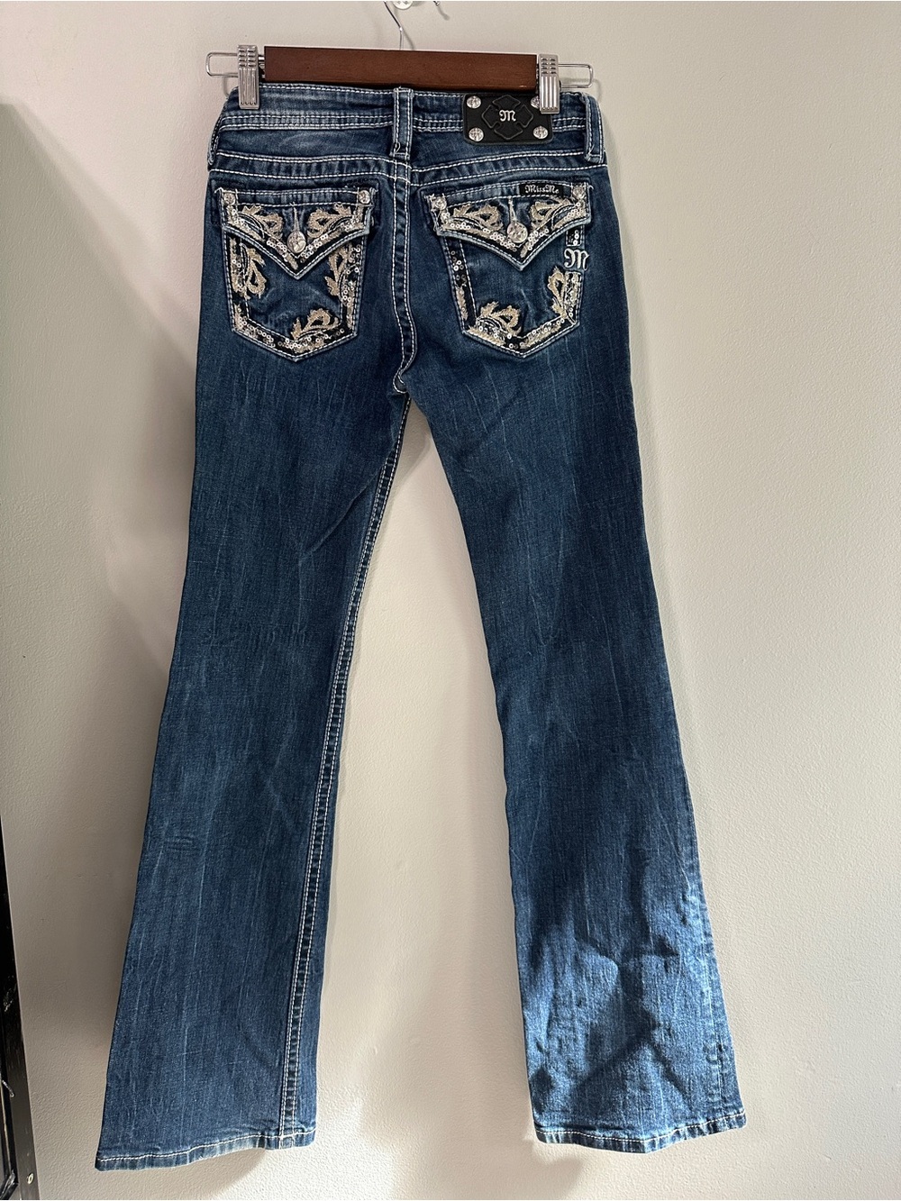 Miss Me Girls Boot Jeans Size 14 Bootcut Dark Wash Rhinestones